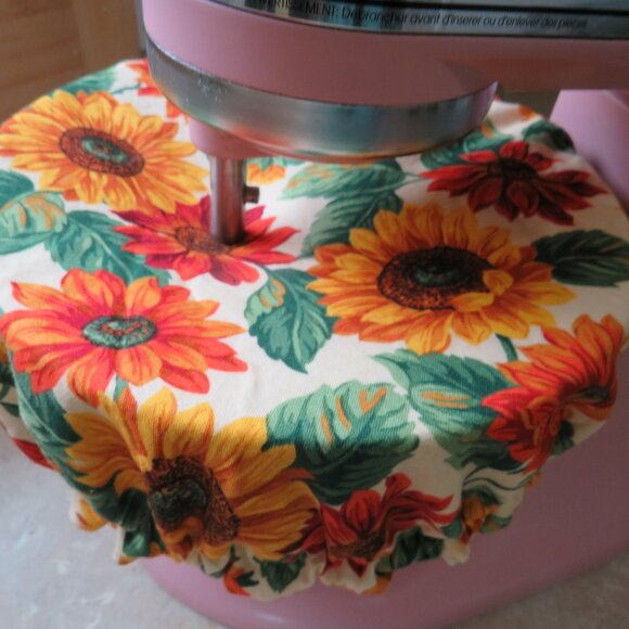 Kitchenaid Bowl Cover Reversible Sunflowers and Red Gingham Mixer Bowl Cover - Picture 1 of 7